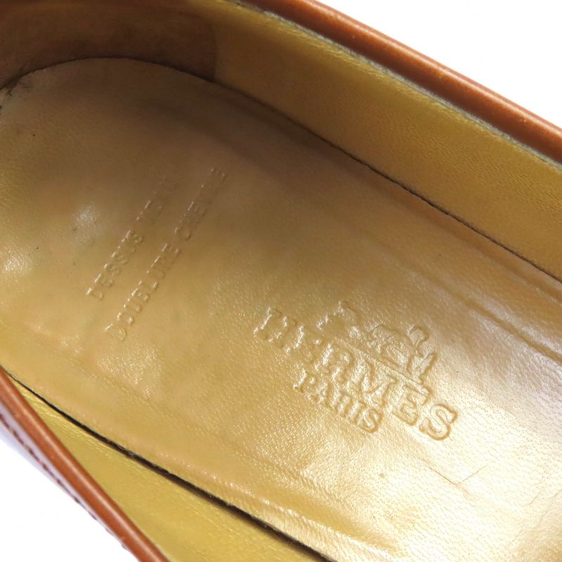 Hermes Vintage Gold Hardware Kelly Hardware Leather Loafers Brown Gold