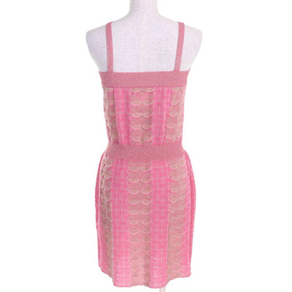 CHANEL P53314 Coco Mark Part All Over Pattern Sleeveless Knit Cami Dress Pink