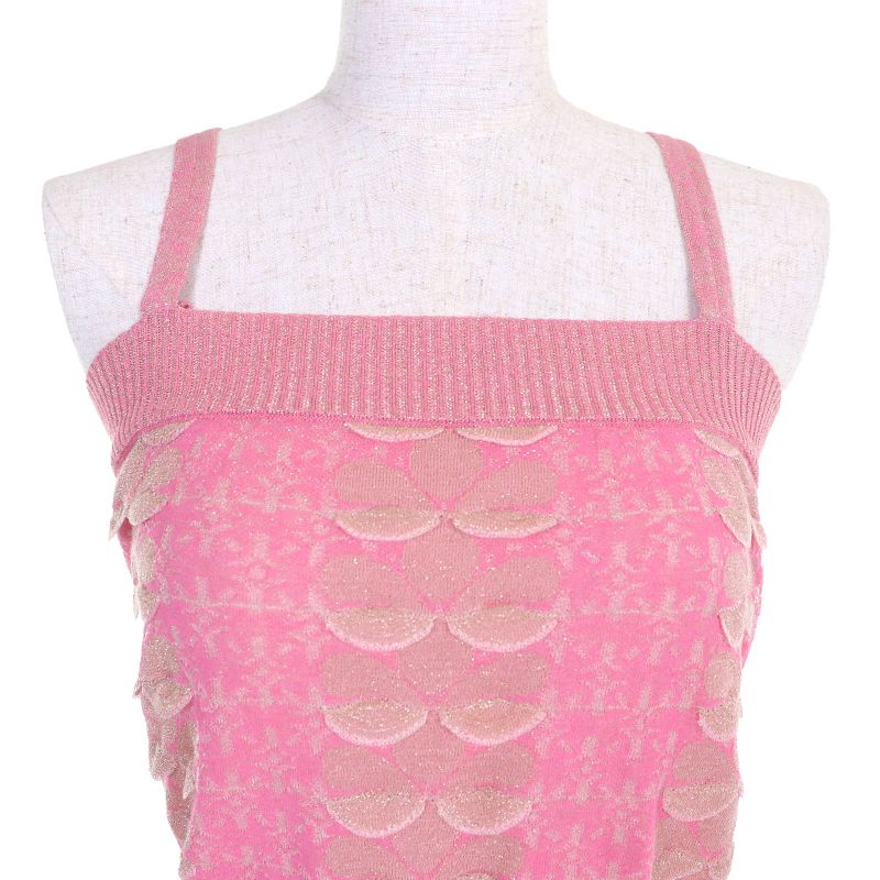 CHANEL P53314 Coco Mark Part All Over Pattern Sleeveless Knit Cami Dress Pink