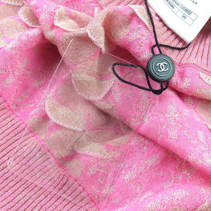 CHANEL P53314 Coco Mark Part All Over Pattern Sleeveless Knit Cami Dress Pink