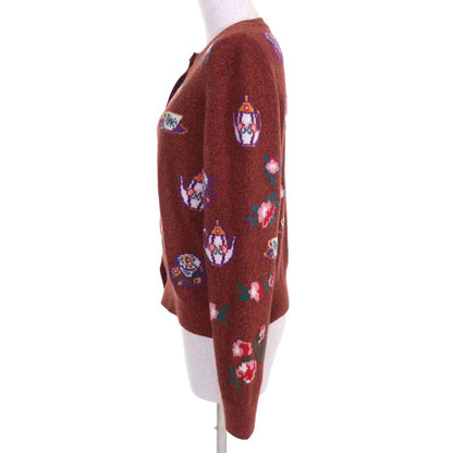 CHANEL 2024 P77589 94% Cashmere Lion Buttons Teacup Pot Floral Pattern Long