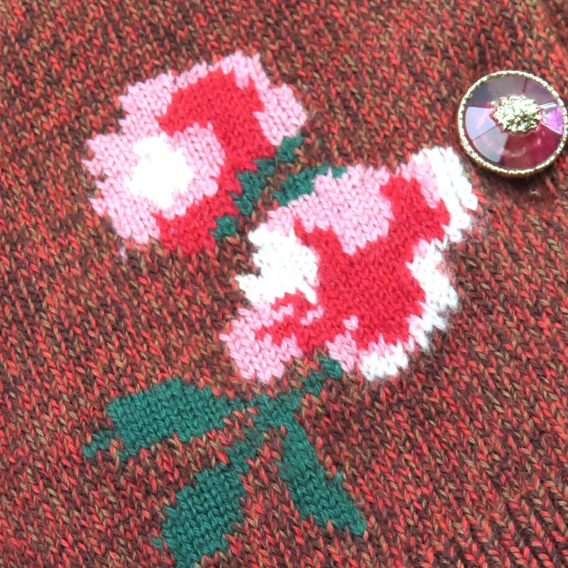 CHANEL 2024 P77589 94% Cashmere Lion Buttons Teacup Pot Floral Pattern Long