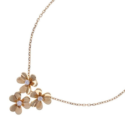 Van Cleef & Arpels Frivolle Mini 3 Flower 3P Diamond Necklace Yellow Gold