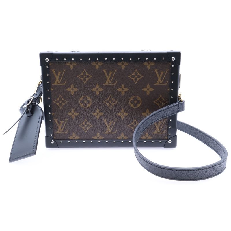 Louis Vuitton Monogram Macassar Clutch Box Shoulder Bag Mini Bag Brown X Black