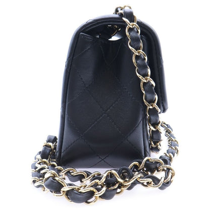Chanel Mini Matelasse 20 Single Flap Single Chain Shoulder Bag Black Lambskin