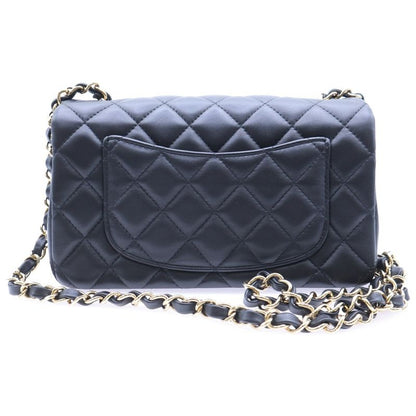 Chanel Mini Matelasse 20 Single Flap Single Chain Shoulder Bag Black Lambskin