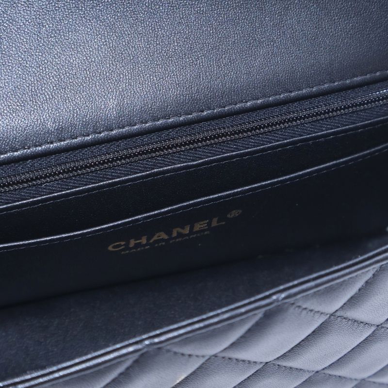 Chanel Mini Matelasse 20 Single Flap Single Chain Shoulder Bag Black Lambskin