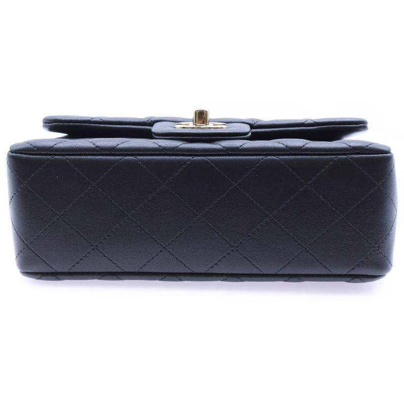 Chanel Mini Matelasse 20 Single Flap Single Chain Shoulder Bag Black Lambskin