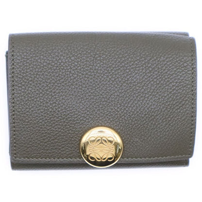 Loewe Pebble Anagram Trifold Wallet Compact Wallet Trifold Wallet Khaki Green