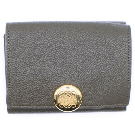 Loewe Pebble Anagram Trifold Wallet Compact Wallet Trifold Wallet Khaki Green