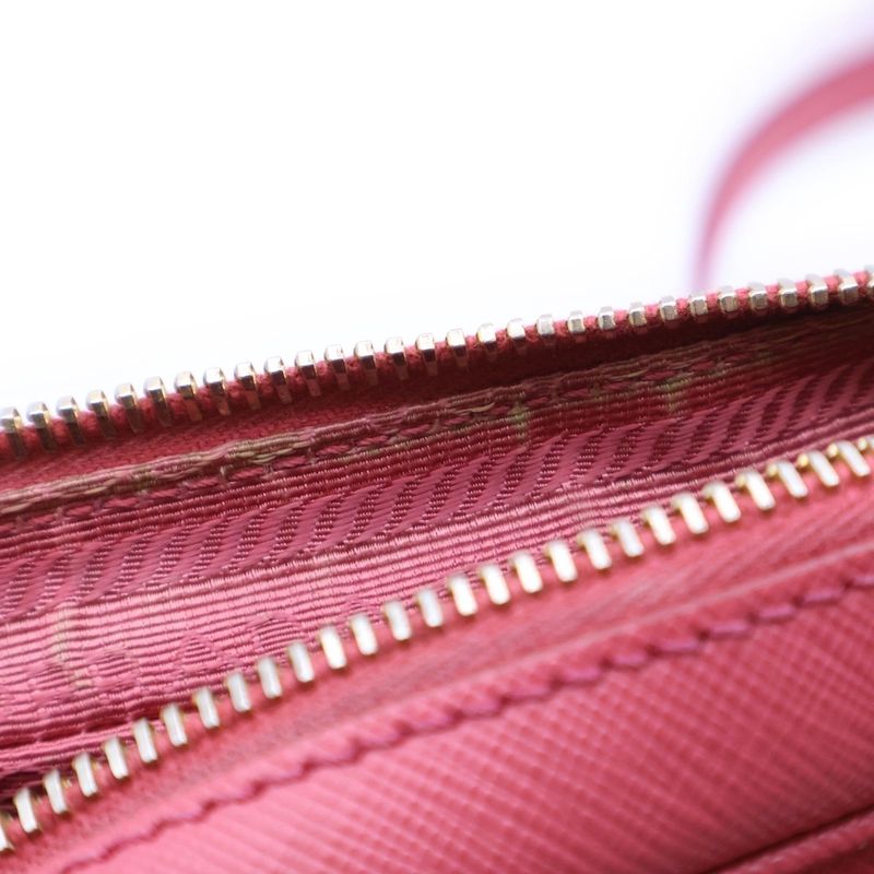 Prada Saffiano Triangle Logo Shoulder Bag Mini Bag Pouch Pink Leather Bt1010