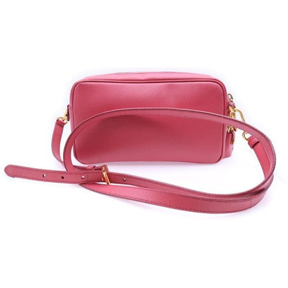 Prada Saffiano Triangle Logo Shoulder Bag Mini Bag Pouch Pink Leather Bt1010