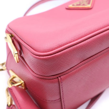 Prada Saffiano Triangle Logo Shoulder Bag Mini Bag Pouch Pink Leather Bt1010