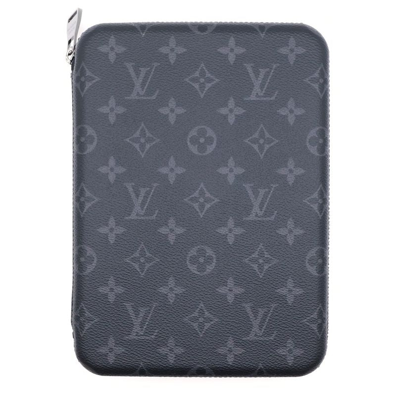 Louis Vuitton Monogram Eclipse Ipadcabas - Box Second Bag Card Case Black PVC