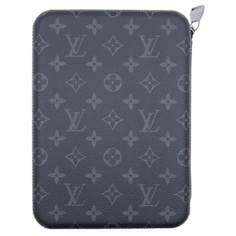 Louis Vuitton Monogram Eclipse Ipadcabas - Box Second Bag Card Case Black PVC