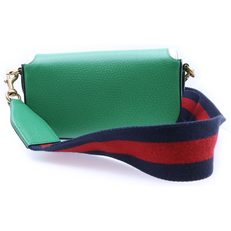 Gucci X Adidas Trefoil Embossed Logo Leather Webline Shoulder Bag Gold Hardware