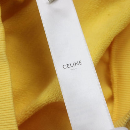 Celine 2y695670q 100% Cotton Logo Print Studded Pullover Hoodie Yellow M Made