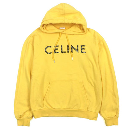 Celine 2y695670q 100% Cotton Logo Print Studded Pullover Hoodie Yellow M Made