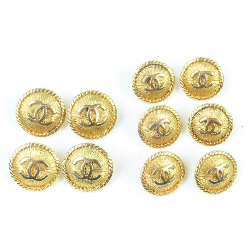 CHANEL Vintage Coco Mark Buttons Metal Buttons 4 Large And 6 Small Set Of 10