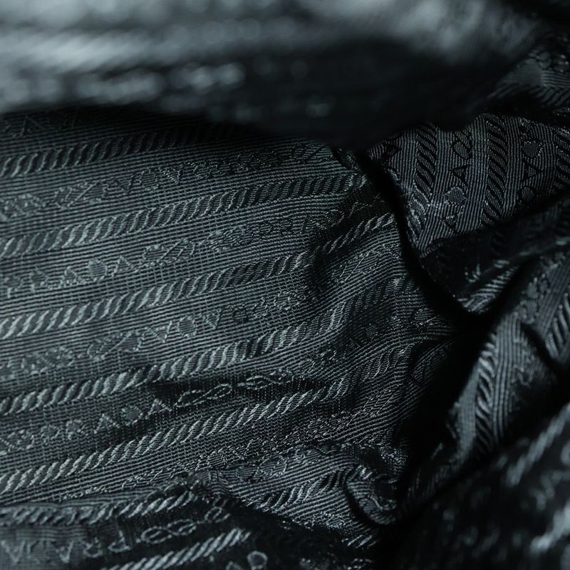 Prada Triangle Plate Backpack Sac Shoulder Bag Black Tessuto Bz0001 Silver