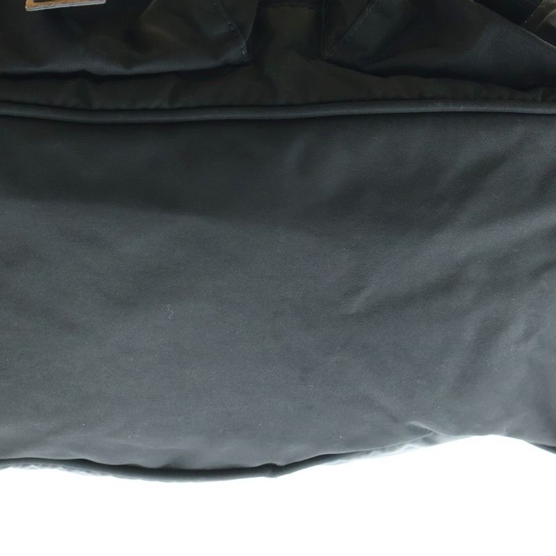 Prada Triangle Plate Backpack Sac Shoulder Bag Black Tessuto Bz0001 Silver