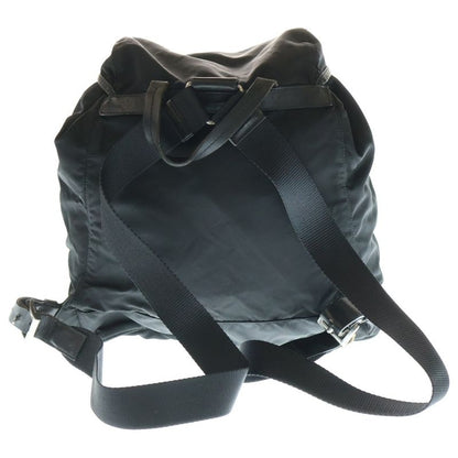 Prada Triangle Plate Backpack Sac Shoulder Bag Black Tessuto Bz0001 Silver