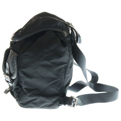 Prada Triangle Plate Backpack Sac Shoulder Bag Black Tessuto Bz0001 Silver