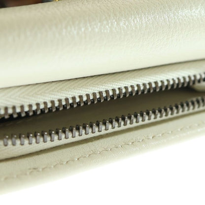 Gucci Bamboo GG Marmont Trifold Wallet Compact Wallet Coin Case White Leather
