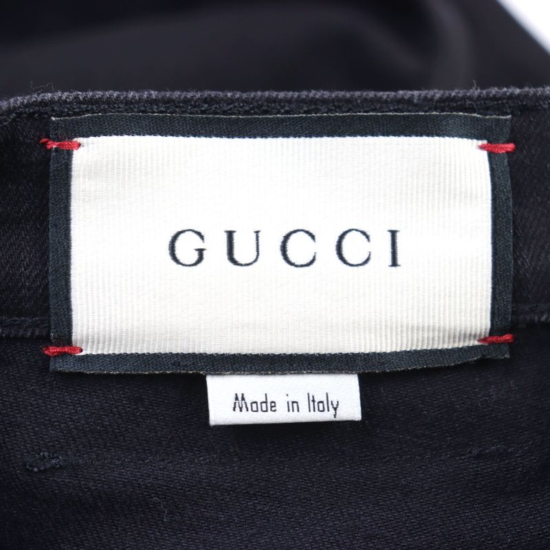 Gucci 544678 Classic Skinny Jeans With Logo Patch Denim Pants Black 30 Made In