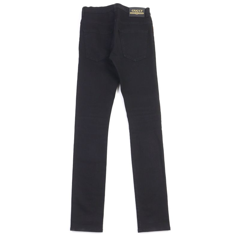 Gucci 544678 Classic Skinny Jeans With Logo Patch Denim Pants Black 30 Made In
