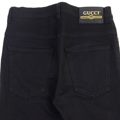 Gucci 544678 Classic Skinny Jeans With Logo Patch Denim Pants Black 30 Made In