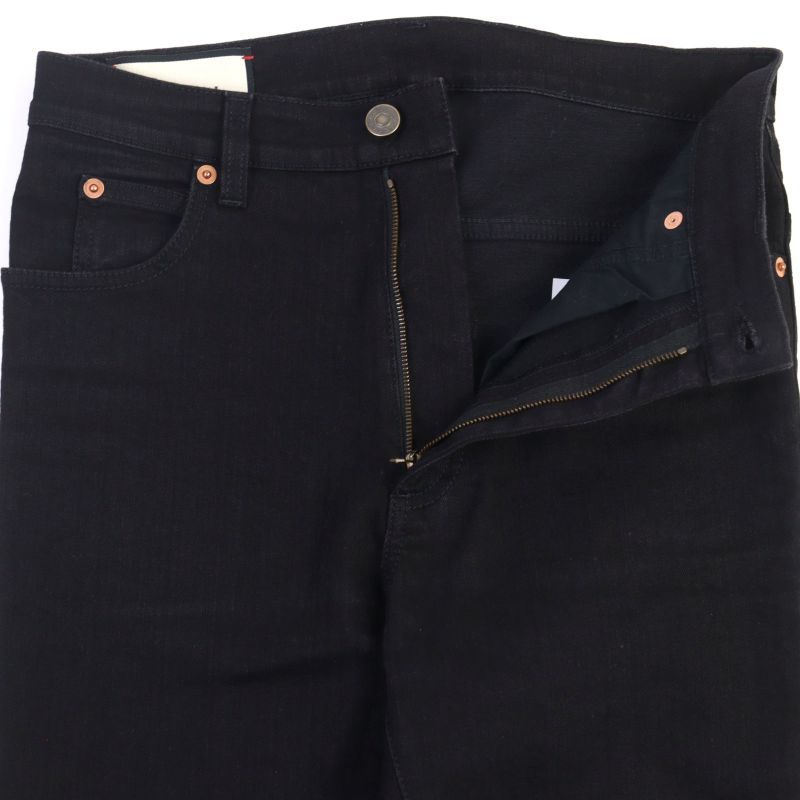 Gucci 544678 Classic Skinny Jeans With Logo Patch Denim Pants Black 30 Made In