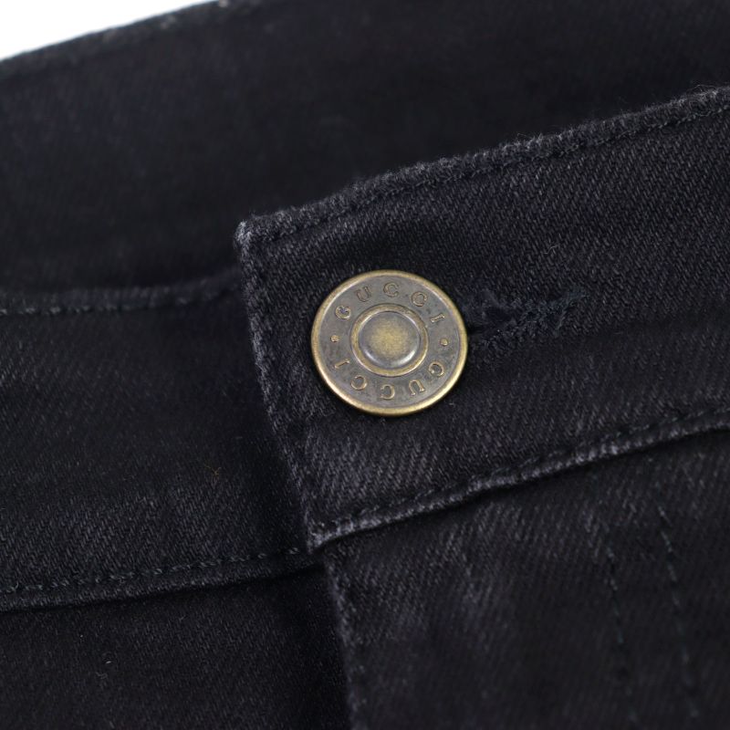 Gucci 544678 Classic Skinny Jeans With Logo Patch Denim Pants Black 30 Made In