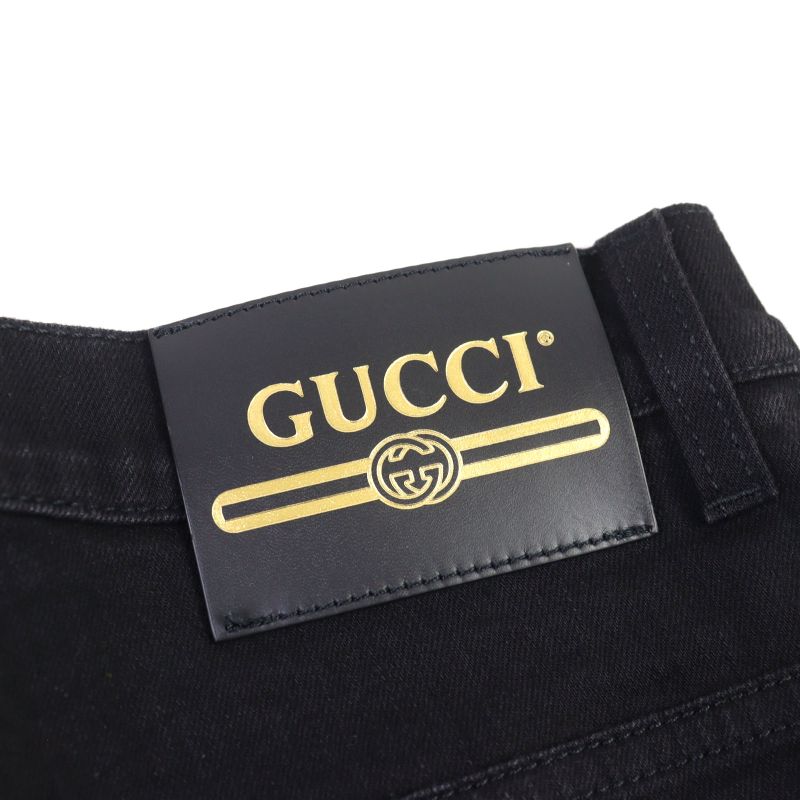 Gucci 544678 Classic Skinny Jeans With Logo Patch Denim Pants Black 30 Made In
