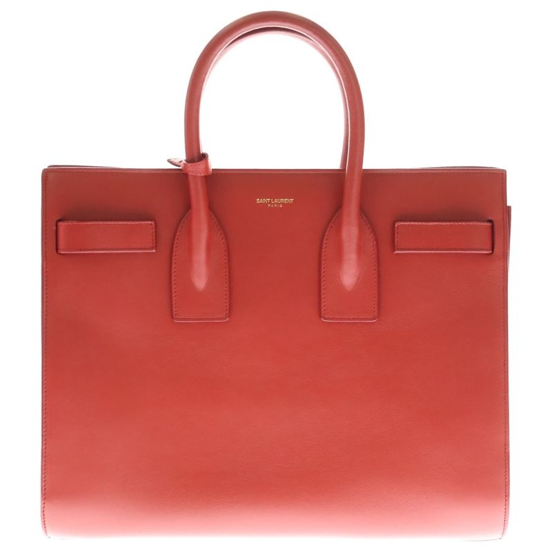 Saint Laurent Paris Sac De Jour 2WAY Bag Shoulder Bag Tote Handbag Red Leather