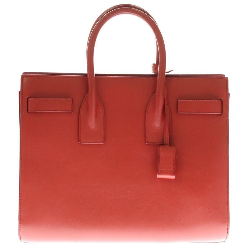 Saint Laurent Paris Sac De Jour 2WAY Bag Shoulder Bag Tote Handbag Red Leather