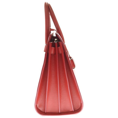 Saint Laurent Paris Sac De Jour 2WAY Bag Shoulder Bag Tote Handbag Red Leather