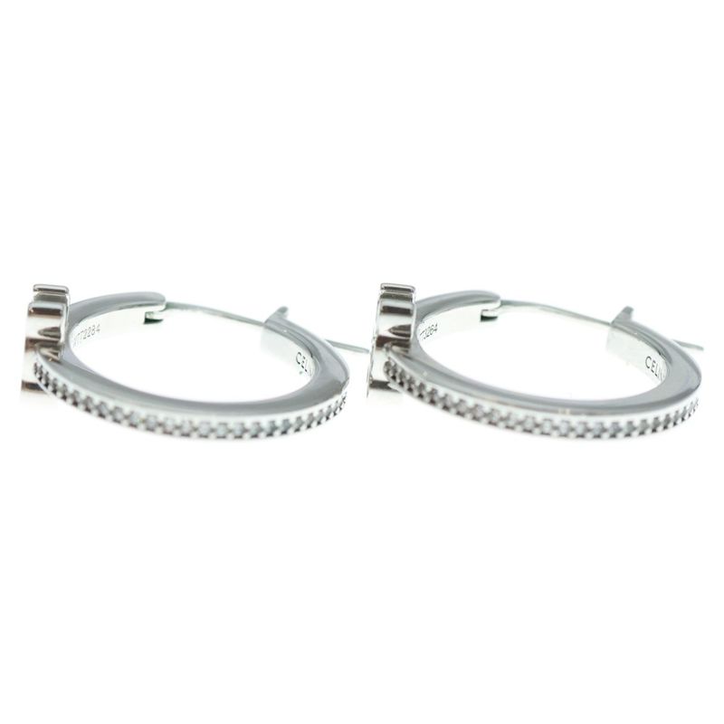 Celine Triomphe Sparkle Hoop Earrings Women's Silver 461db6bzi