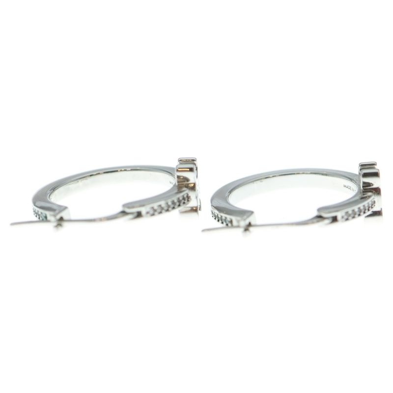 Celine Triomphe Sparkle Hoop Earrings Women's Silver 461db6bzi
