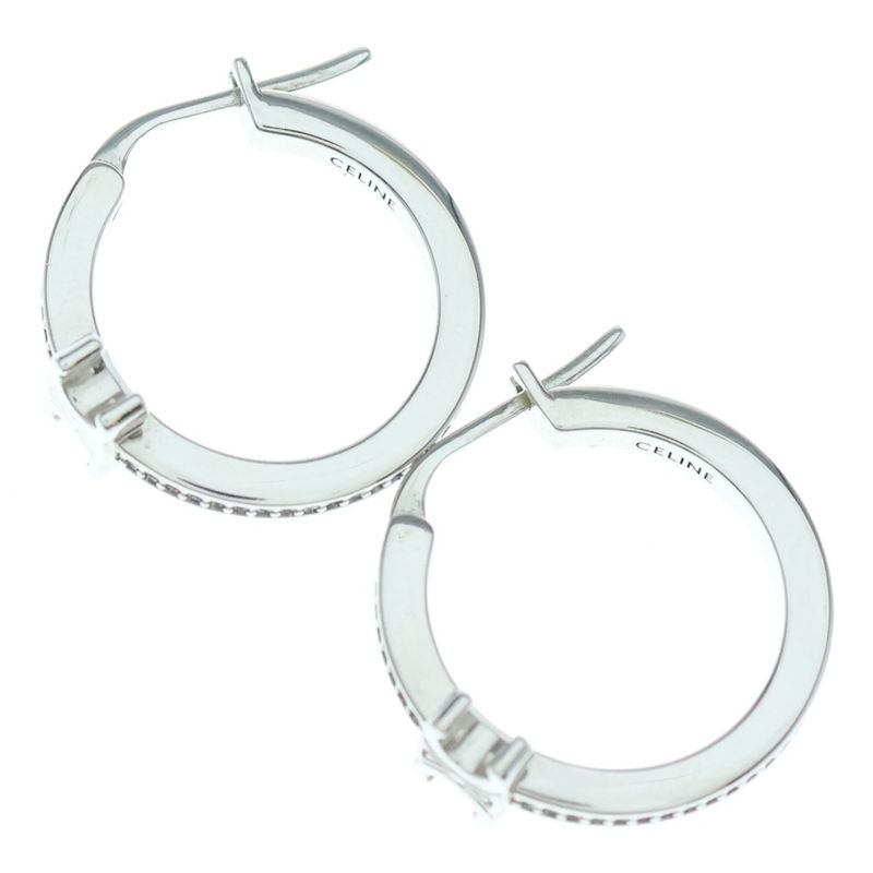 Celine Triomphe Sparkle Hoop Earrings Women's Silver 461db6bzi