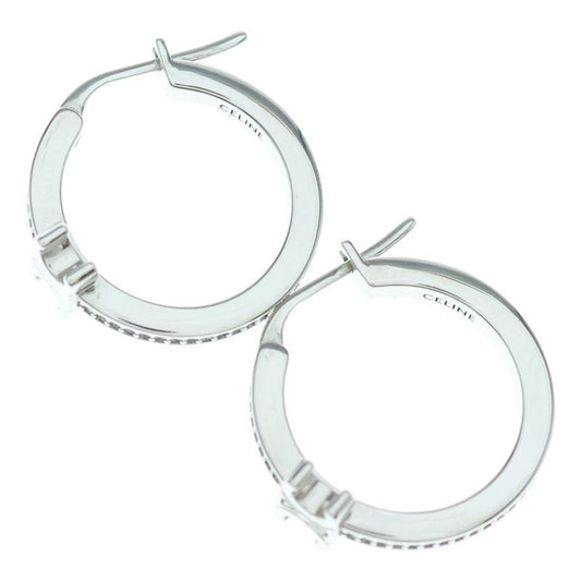 Celine Triomphe Sparkle Hoop Earrings Women's Silver 461db6bzi