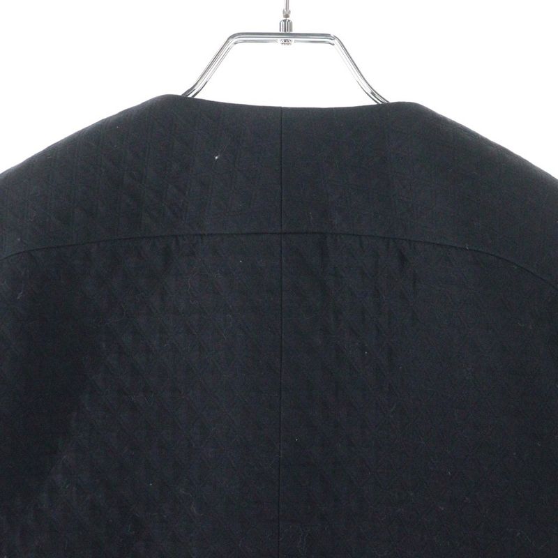 Chanel Coco Mark Button Quilted Collarless Short Jacket Black Women