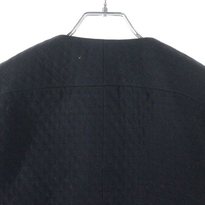 Chanel Coco Mark Button Quilted Collarless Short Jacket Black Women