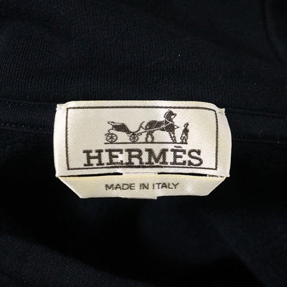 Hermes Leather Patch Stitch Design Pullover Sweatshirt Hoodie Navy