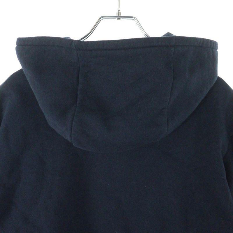 Hermes Leather Patch Stitch Design Pullover Sweatshirt Hoodie Navy