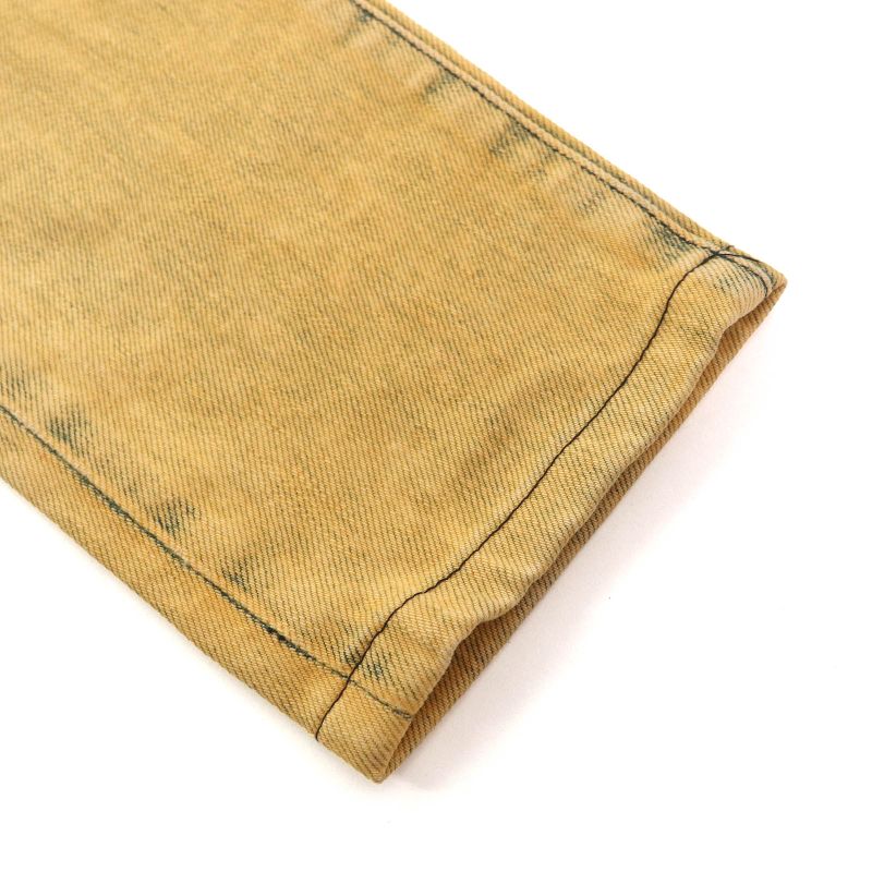 CHANEL P49877 Cotton Coco Mark Button Skinny Denim Pants Yellowish 34 Made In