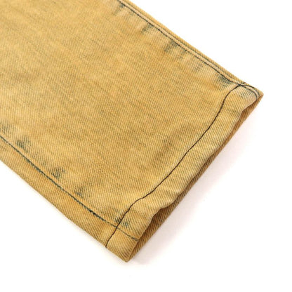 CHANEL P49877 Cotton Coco Mark Button Skinny Denim Pants Yellowish 34 Made In