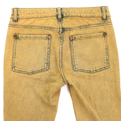 CHANEL P49877 Cotton Coco Mark Button Skinny Denim Pants Yellowish 34 Made In