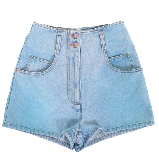 CHANEL 24SS 24C P76403 Cotton Rhinestone Coco Button Coco Mark Patch Denim