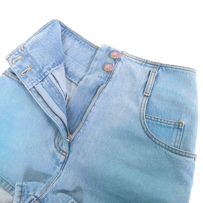 CHANEL 24SS 24C P76403 Cotton Rhinestone Coco Button Coco Mark Patch Denim